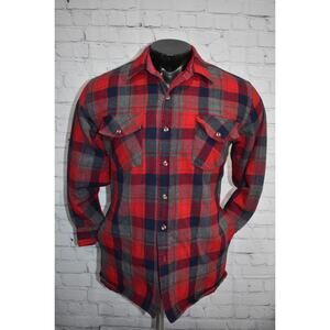 Royal Scott Wool Flannel Shacket Shirt Mens Size Medium Red Plaid With Pockets